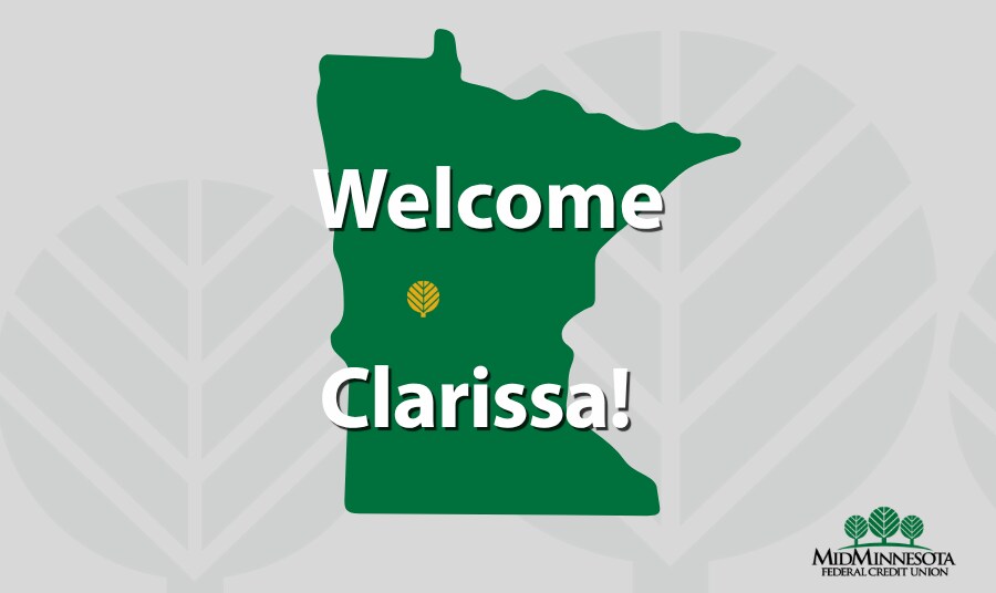 Image of the state of Minnesota with pin for Clarissa.